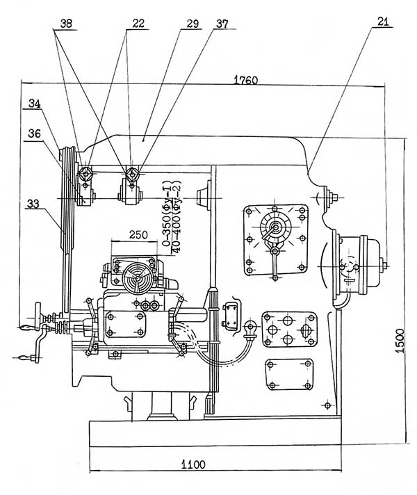 ФУ1-250 Розташування органів керування фрезерным верстатом модели